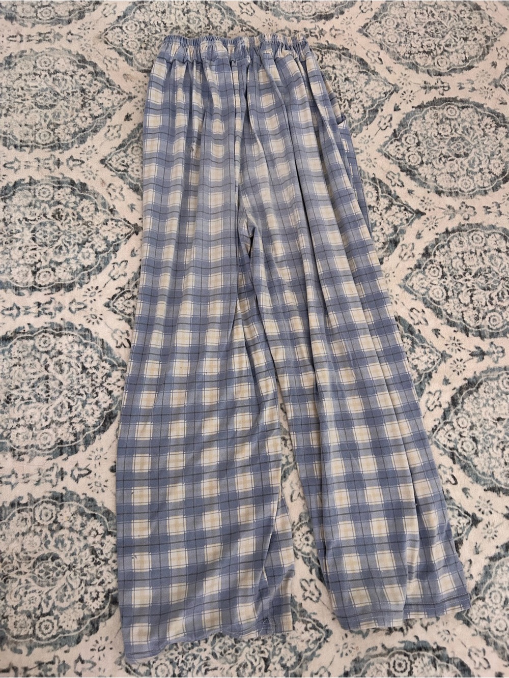 Blue and White Plaid Lounge Pants